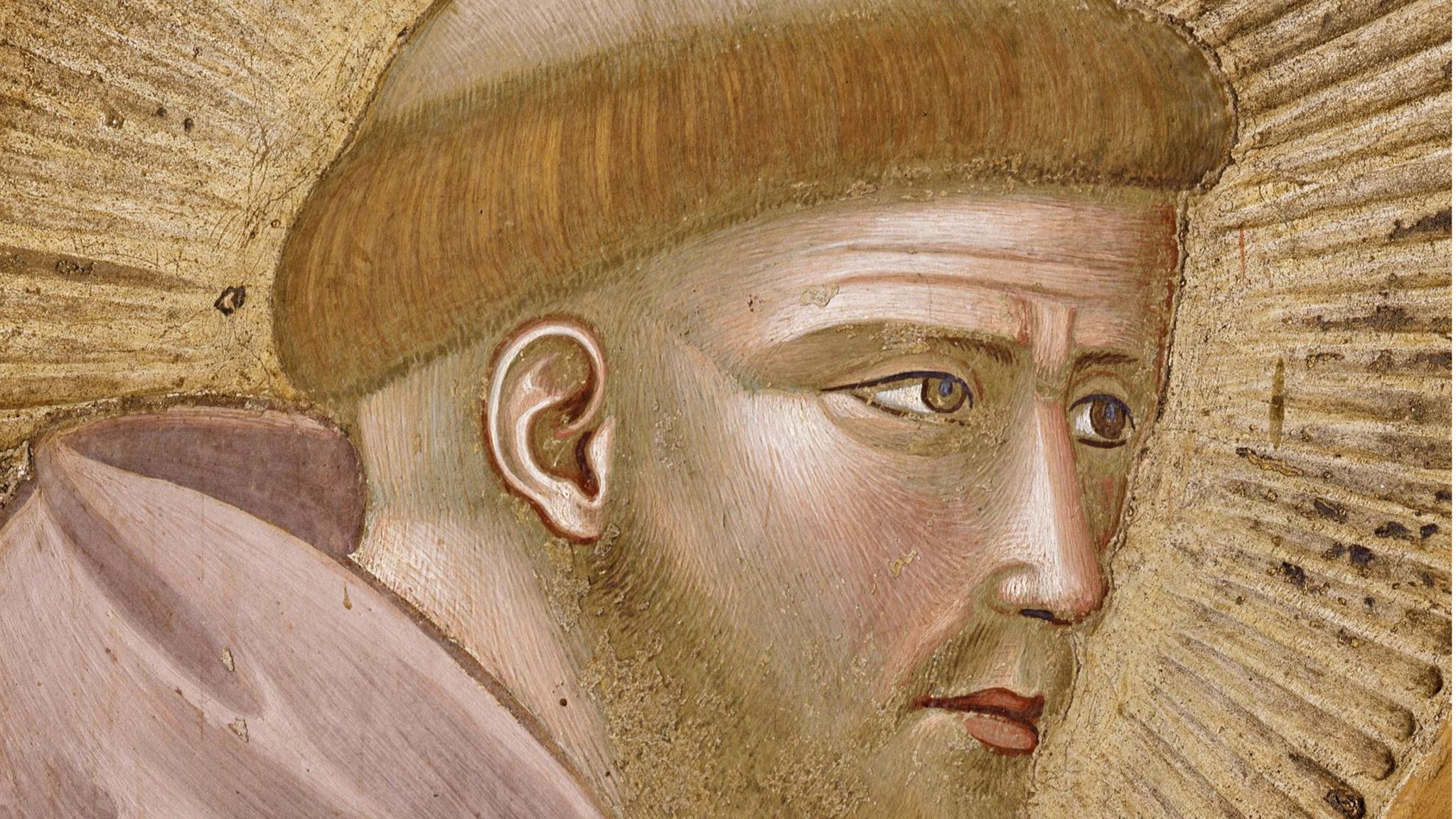 Franziskus mit Heiligenschein: Die Fresken zu diesem Text zieren seit Ende des 13. Jahrhunderts die Wände der Grabeskirche des Predigers in Assisi