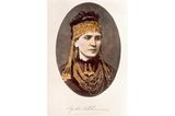 Sophia Schliemann mit Goldschmuck aus dem großen Schatzfund von Troja