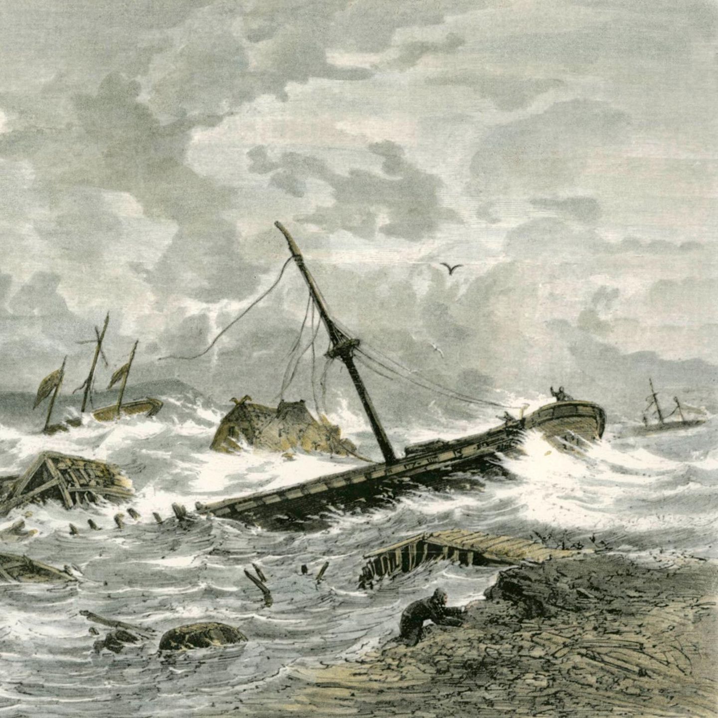Den Wassermassen ausgeliefert: Haffkrug nördlich von Travemünde ist einer der Orte an der deutschen Küste, die besonders schwer von der Sturmflut 1872 getroffen werden
