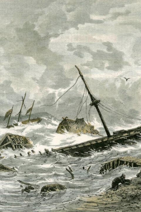 Den Wassermassen ausgeliefert: Haffkrug nördlich von Travemünde ist einer der Orte an der deutschen Küste, die besonders schwer von der Sturmflut 1872 getroffen werden