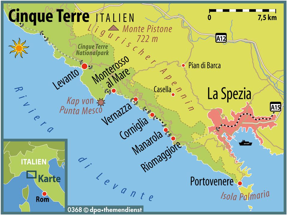 Cinque Terre - Karte von Italien Cinque Terre - Karte von Italien