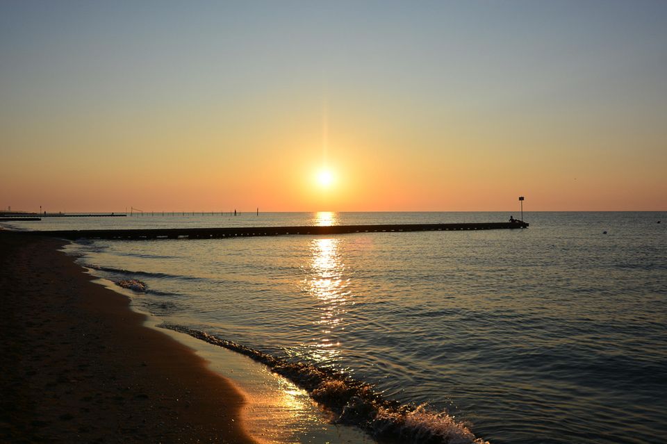 Lido di Jesolo bei Sonnenuntergang, Italien