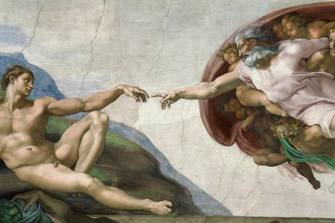 Gott erschafft Adam: Michelangelos weltberühmtes Deckenfresko in der Sixtinischen Kapelle zeigt Gott als "Vater" – männlich und weiß