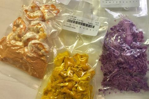 Astronautennahrung in Plastiktüten