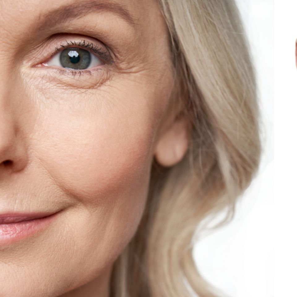 Alternde Frau und alternder Mann in Frontalansicht