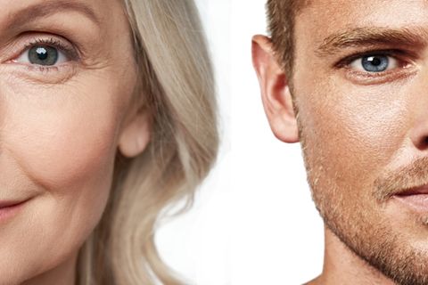Alternde Frau und alternder Mann in Frontalansicht