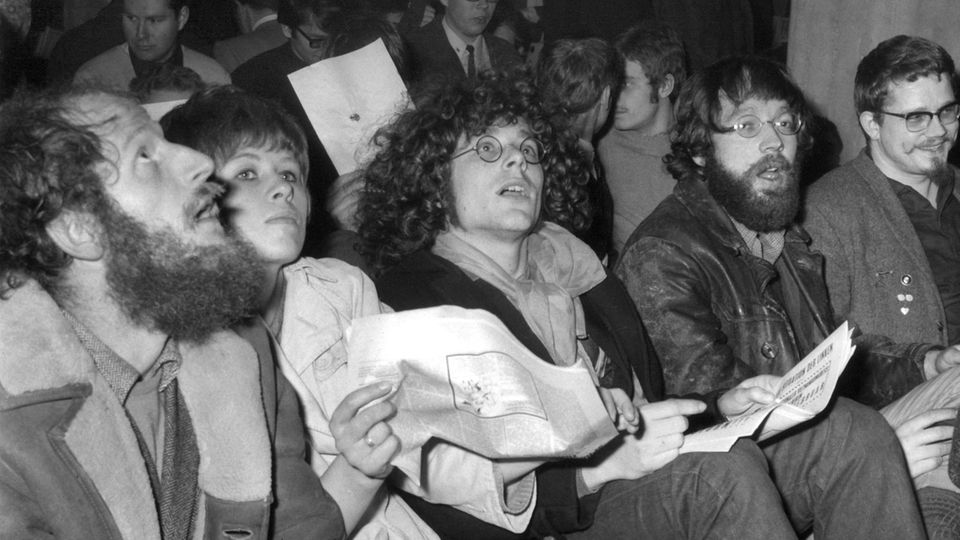 Mitglieder der Kommune 1 Dieter Kunzelmann, Antje Krüger, Rainer Langhans und Fritz Teufel