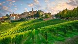 Neive in den Weinbergen, Italien