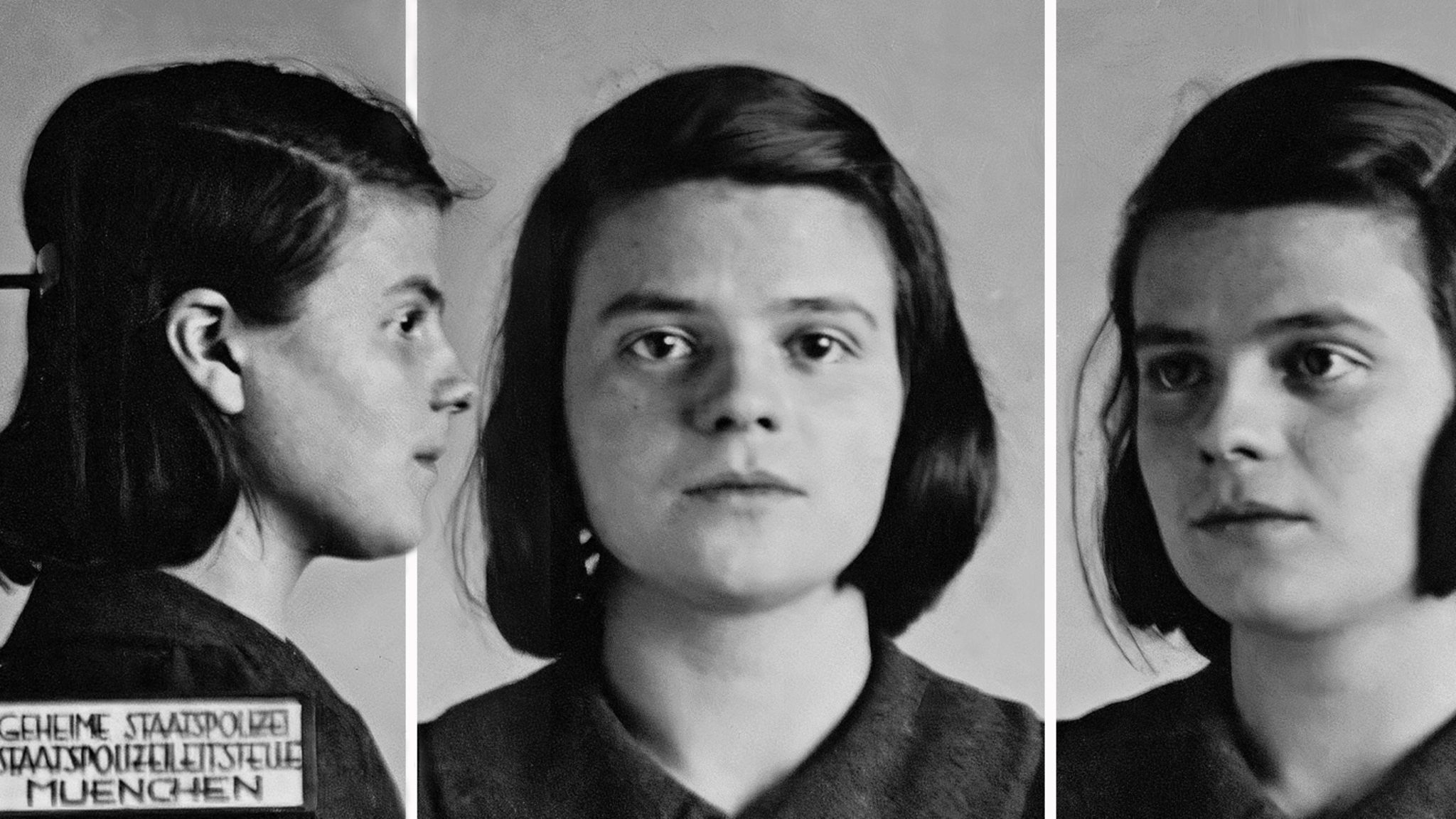 Sophie Scholl am 18. Februar 1943 nach ihrer Verhaftung. Vier Tage später wurde sie zum Tode verurteilt und hingerichtet, genau wie ihr Bruder Hans Scholl und der gemeinsame Freund Christoph Probst