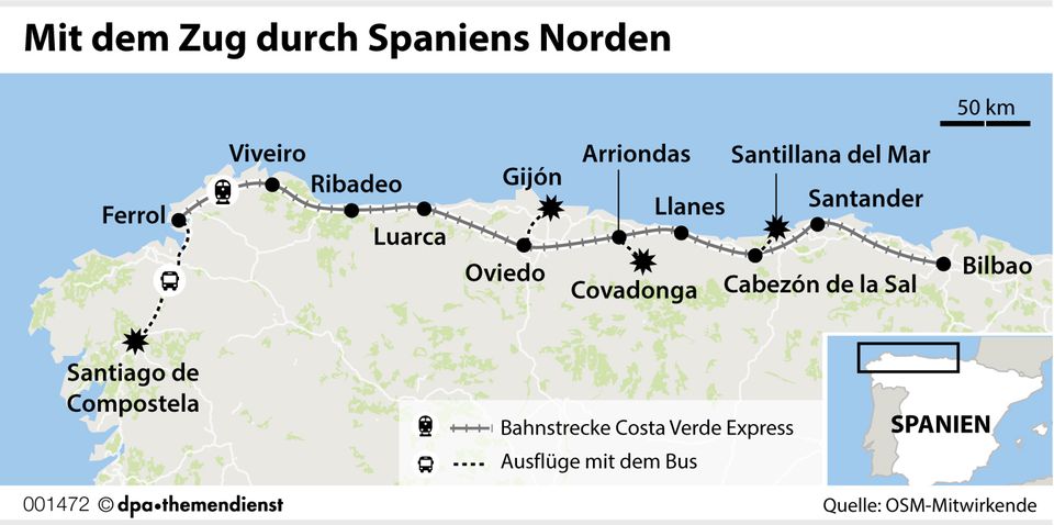Karte des Costa Verde Express Karte des Costa Verde Express