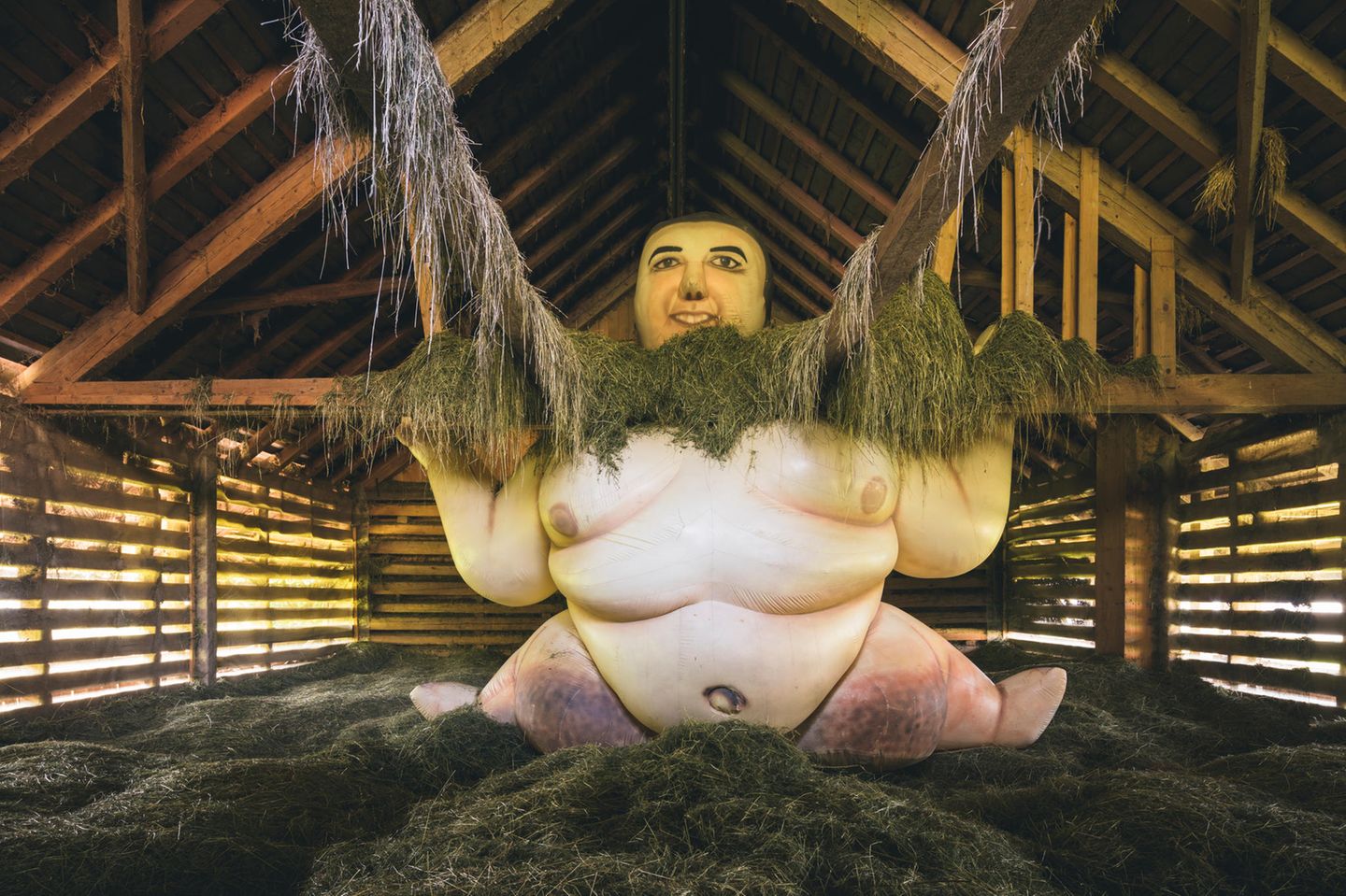 The Proposal, St. Niklausen, Schweiz Ein Kunstwerk in der Scheune des Übernachtungs-Kunstprojekts "The Proposal"