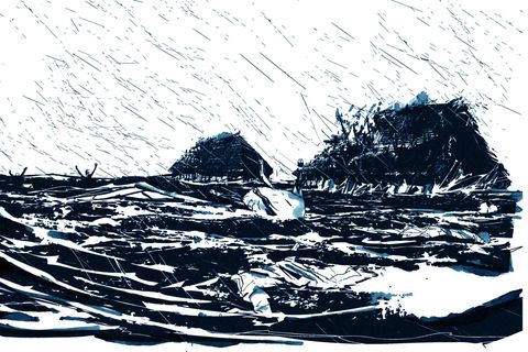 Mit enormer Wucht bricht das Wasser 1362 über die Menschen, Tiere und Häuser Rungholts herein. Zwar wird der von Friesen bewohnte Ort durch einen Deich geschützt. Doch die Sturmflut im Januar 1362 erweist sich als so stark, dass sich wohl kaum jemand retten kann