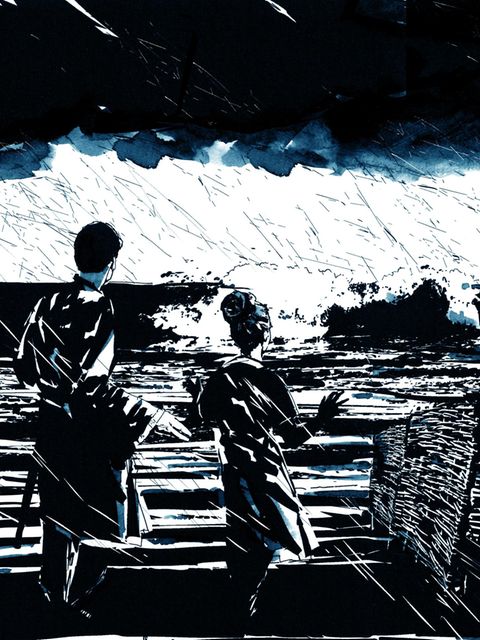Wegen ihres Deiches und der Warften wähnen sich die meisten Rungholter zunächst wohl in Sicherheit, als der Sturm die Wellen aufpeitscht. Doch dann müssen sie mitansehen, wie die Flut ihren Schutzwall meterhoch überspült – ihr Schicksal ist besiegelt