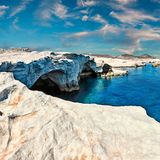 Rock formations in Sarakiniko of Milos, Greece