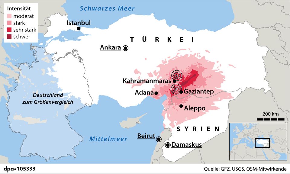 Hätte sich das Beben in Mitteldeutschland ereignet, wären weite Bereiche vom Rheinland bis Sachsen-Anhalt schwer beschädigt oder komplett zerstört worden. Die Erschütterung wäre wohl auch in Hamburg und München deutlich zu spüren gewesen