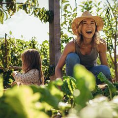 Glückliche Frau im Garten