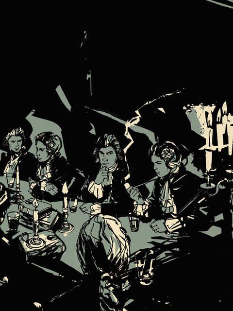 Unter Decknamen versammeln sich die Mitglieder des Illuminaten­bundes zum Studium aufklärerischer Schriften: Sie sollen daran ihren Geist schärfen und dann mit diesen Ideen Staat und Gesellschaft unterwandern