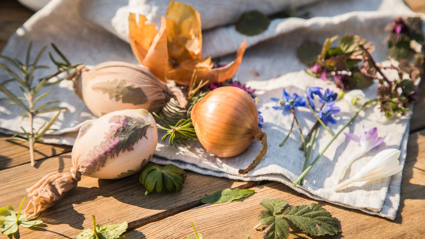 Eier in Strumpfbändern