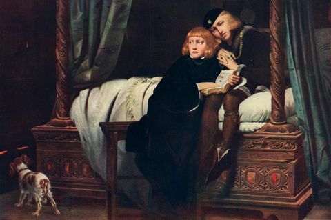König Eduard IV. hinterlässt 1483 zwei Söhne: den zwölf­jährigen Eduard (links), rechtmäßiger Thronerbe, sowie dessen jüngeren Bruder. Dieses Bild zeigt die Prinzen im Londoner Tower, wo ihr Onkel Richard sie einsperren lässt