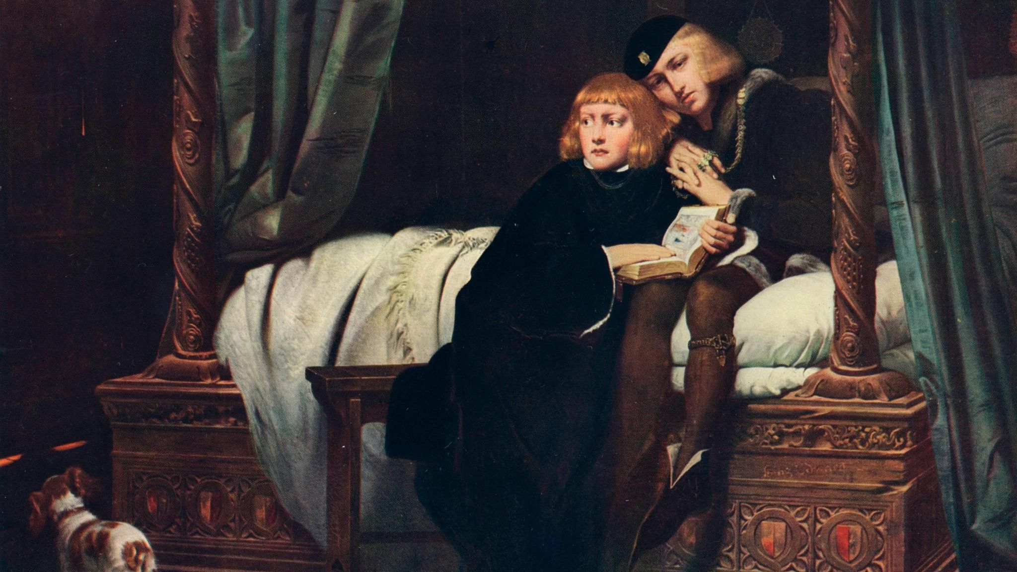 Englisches Königshaus: König Eduard IV. hinterlässt 1483 zwei Söhne: den zwölfjährigen Eduard (links), rechtmäßiger Thronerbe, sowie dessen jüngeren Bruder. Dieses Bild zeigt die Prinzen im Londoner Tower, wo ihr Onkel Richard sie einsperren lässt König Eduard IV. hinterlässt 1483 zwei Söhne: den zwölfjährigen Eduard (links), rechtmäßiger Thronerbe, sowie dessen jüngeren Bruder. Dieses Bild zeigt die Prinzen im Londoner Tower, wo ihr Onkel Richard sie einsperren lässt