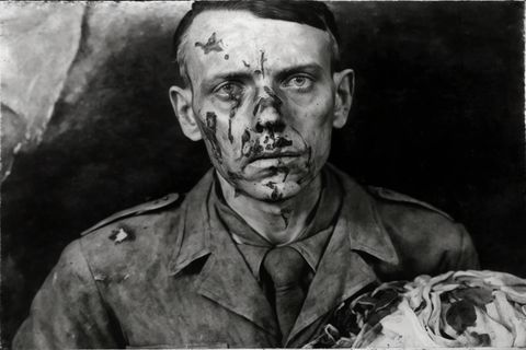 Fiktion, die erschüttert: Für das Projekt "Traumaporn" verarbeitet Eldagsen echte Porträfotografien von Wehrmachtsoldaten