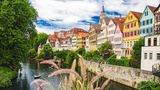 Die Neckarfront von Tübingen mit Hölderlinturm