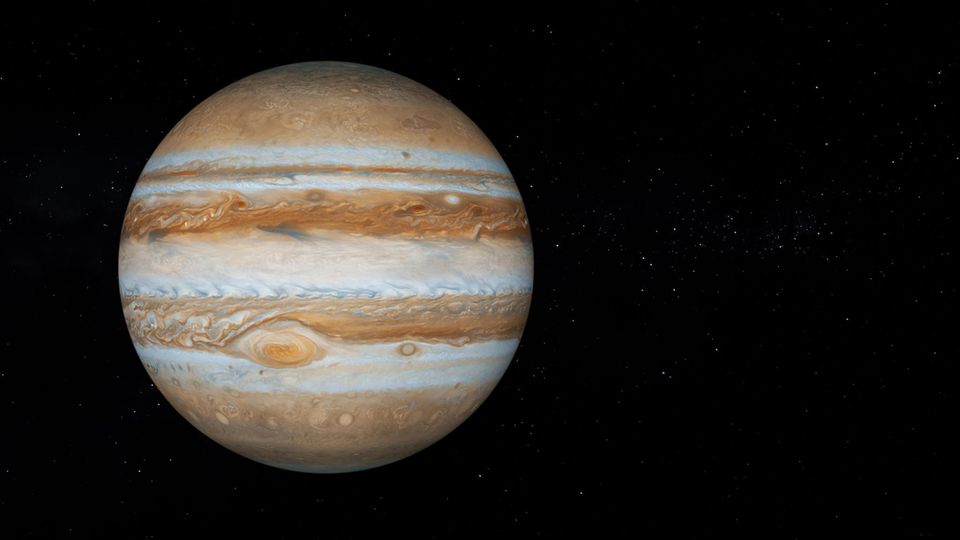 Eine 3D-Grafik des Jupiters - Mit der JUICE-Mission soll der größte Planet unseres Sonnensystems näher erforscht werden