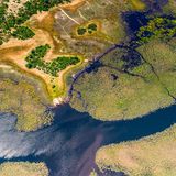 Grünes Binnenfluss-Delta von oben