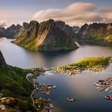 Blick auf den Reinefjorden