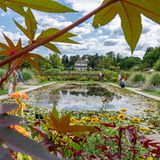 Direkt an den Nymphenburger Park anschließend, präsentiert der Botanische Garten München auf einer Fläche von etwa 21 Hektar rund 16.000 Pflanzenarten; in der Schausammlung der mehr als 4500 Quadratmeter großen Gewächshäuser finden sich Pflanzen der feuchten Tropen, der tropischen Bergwälder und der Wüsten. Ursprünglich in der Innenstadt angesiedelt, musste der Garten 1914 wegen Platzmangels in den Stadtteil Nymphenburg ausgelagert werden.  botmuc.snsb.de
