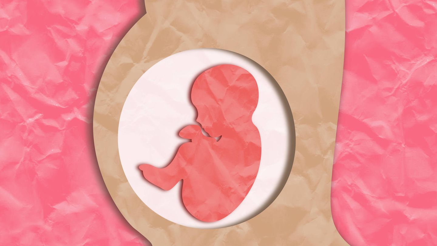 Illustration einer Schwangeren mit einem Baby im Bauch