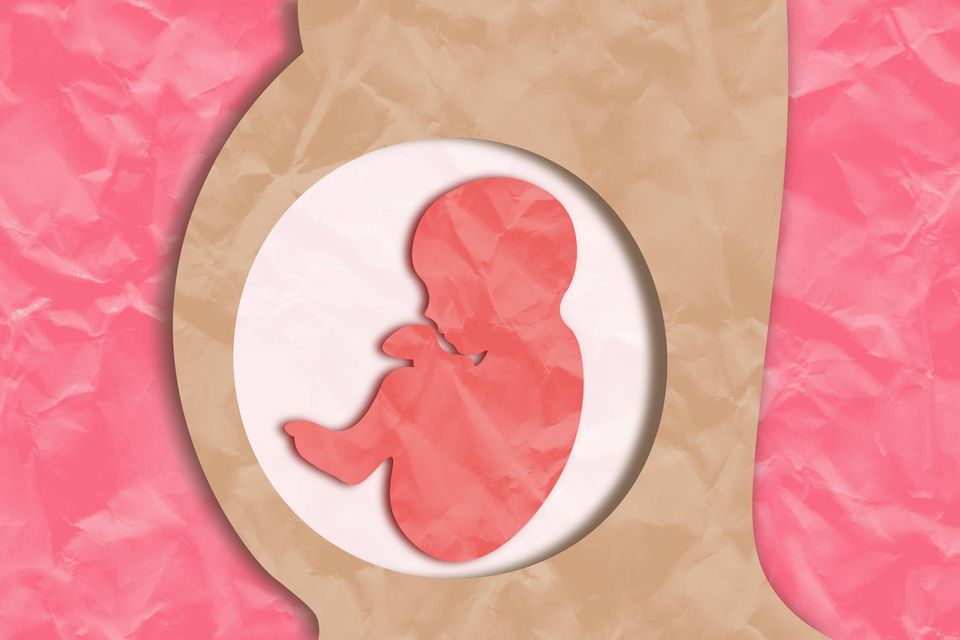 Illustration einer Schwangeren mit einem Baby im Bauch