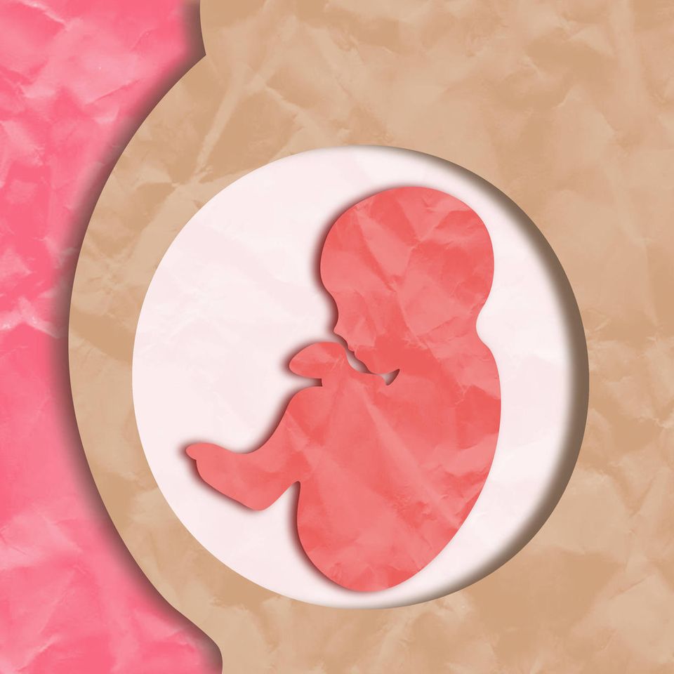 Illustration einer Schwangeren mit einem Baby im Bauch Illustration einer Schwangeren mit einem Baby im Bauch