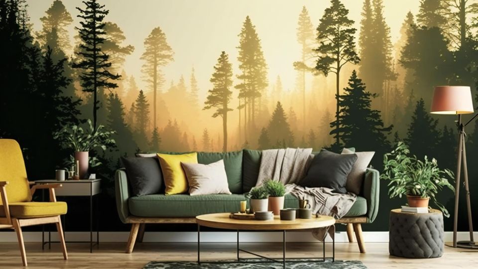 Sofa vor Fototapete Sofa vor Fototapete