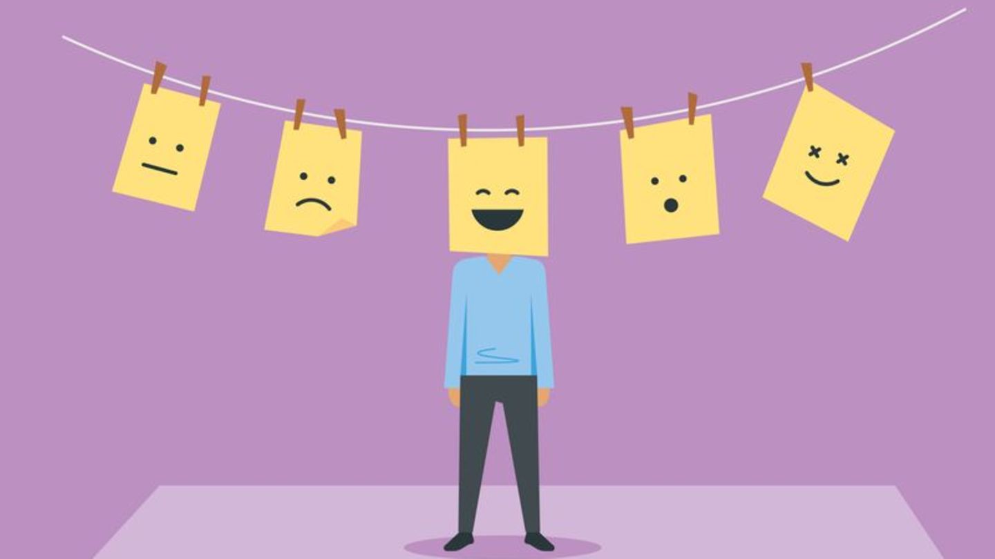 Illustration mit Klebezetteln und aufgemalten Emojis
