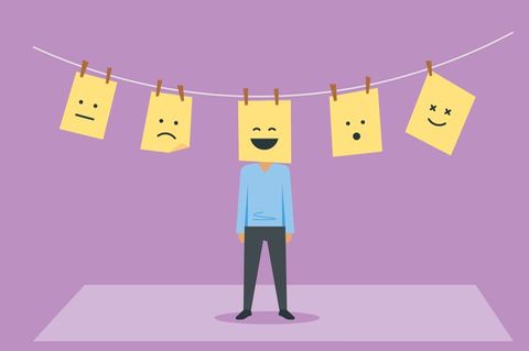 Illustration mit Klebezetteln und aufgemalten Emojis
