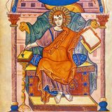 Die Handschriften aus der Hofschule Kaiser Karls des Großen zählen zu den bedeutendsten Bilderhandschriften aus der frühmittelalterlichen Zeit um 800, der beginnenden Epoche der karolingischen Kaiser. Sie enthalten den lateinischen Text der vier Evangelien sowie ganzseitige Darstellungen der vier Evangelisten (im Bild: der Evangelist Markus)