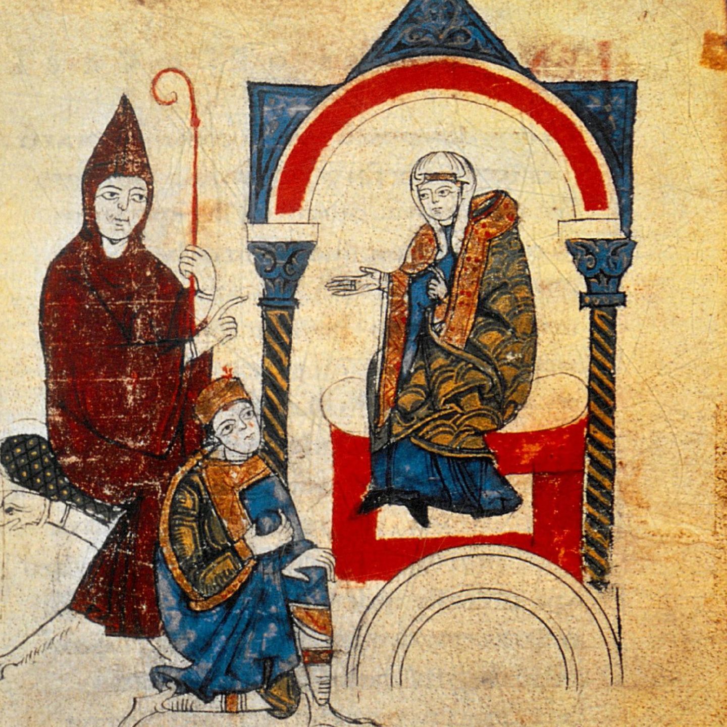 Mathilde von Canossa sitzt auf einem Thron