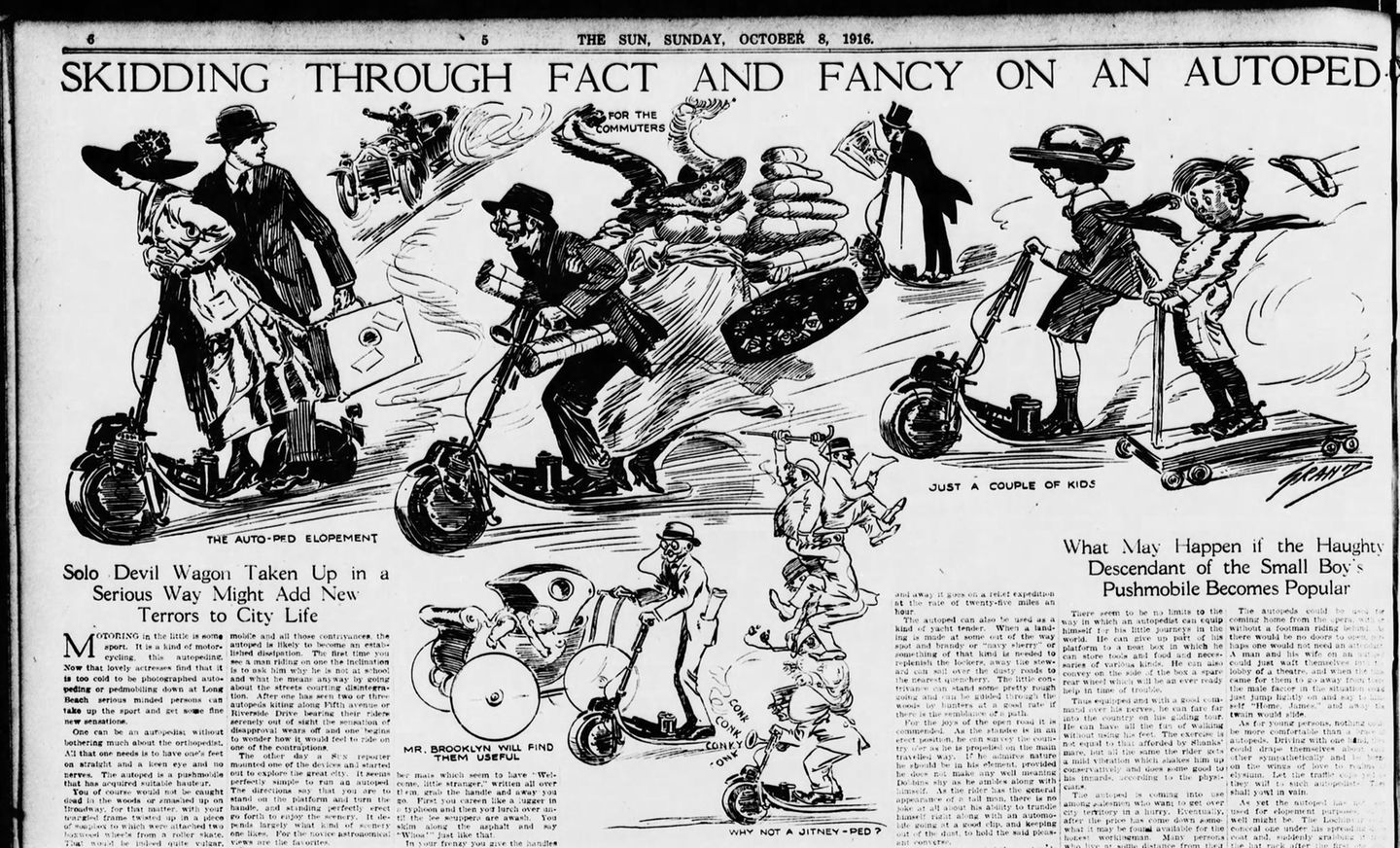 Hoffnungslos überladene Stehroller, umherschlitternde Kinder, rasende Straßenrowdys: Als das Autoped auf den Markt kam, befürchteten manche Zeitgenossen Chaos und Anarchie im Straßenverkehr