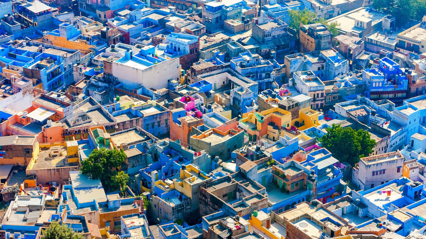 Bunte Häuser in Jodhpur, Indien