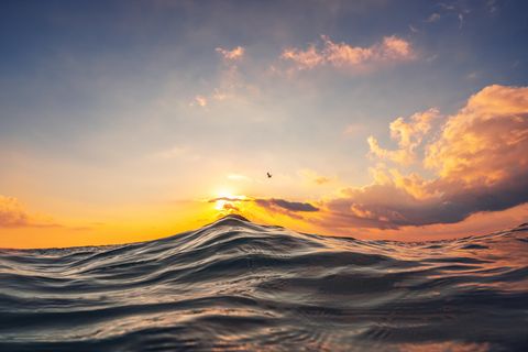 Meereswellen bei niedrig stehender Sonne