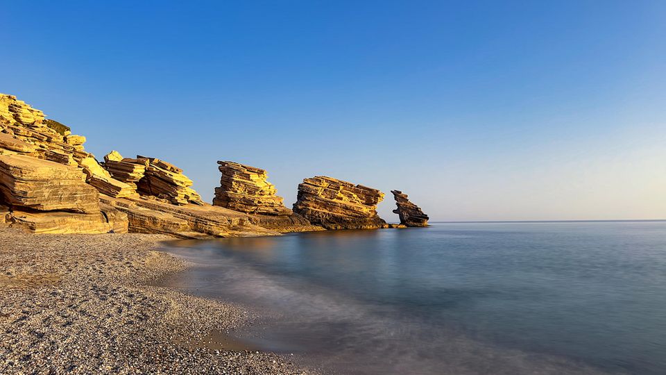 Triopetra Beach auf Kreta im Abendlicht Triopetra Beach auf Kreta im Abendlicht