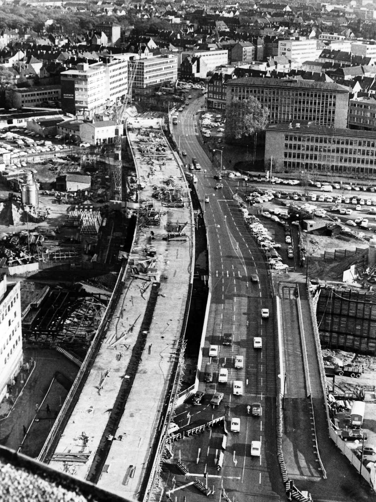 Großbaustelle in der Innenstadt von Hannover am 06.11.1969