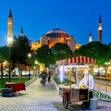 Kleiner Essensstand vor der Großen Moschee Hagia Sophia, Istanbul, Türkei