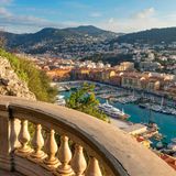 iew from Colline du Chateau down to Port Lympia, Nice, Cote d'Azur, France, Europe