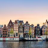 Amsterdam buildings at sunrise