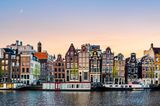 Amsterdam buildings at sunrise