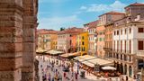 View from the Roman Arena Aphitheatre onto Piazza Bra in Verona, Italy