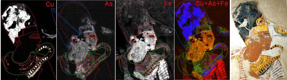 Makro-Röntgenfluoreszenzspektroskopie eins Bildnisses Pharao Ramses II.