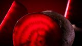 Eine aufgeschnittene Rote Beete in Nahaufnahme